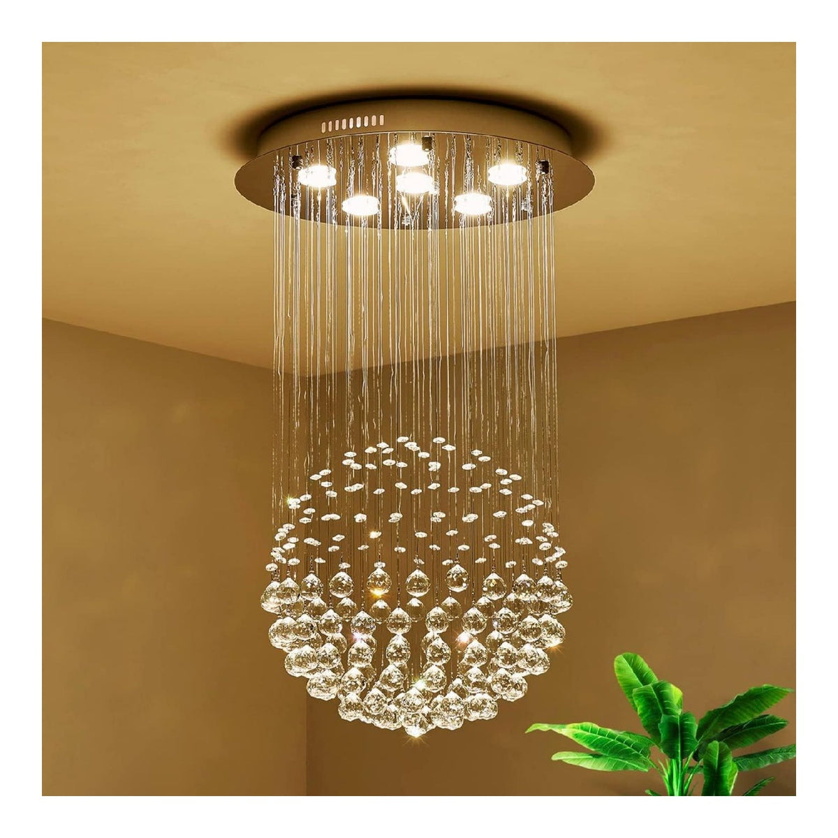 Lustre decoratif Argente et Transparent avec diffusion lumineuse harmonieuse GU10