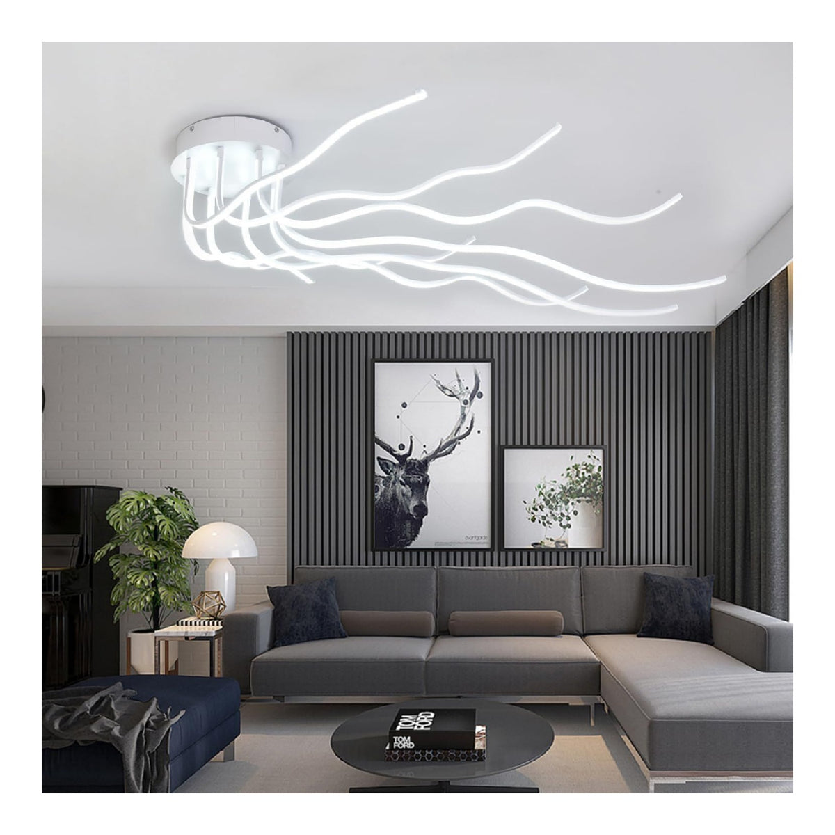 Lustre decoratif Blanc et Ambre avec diffusion lumineuse harmonieuse 3000K