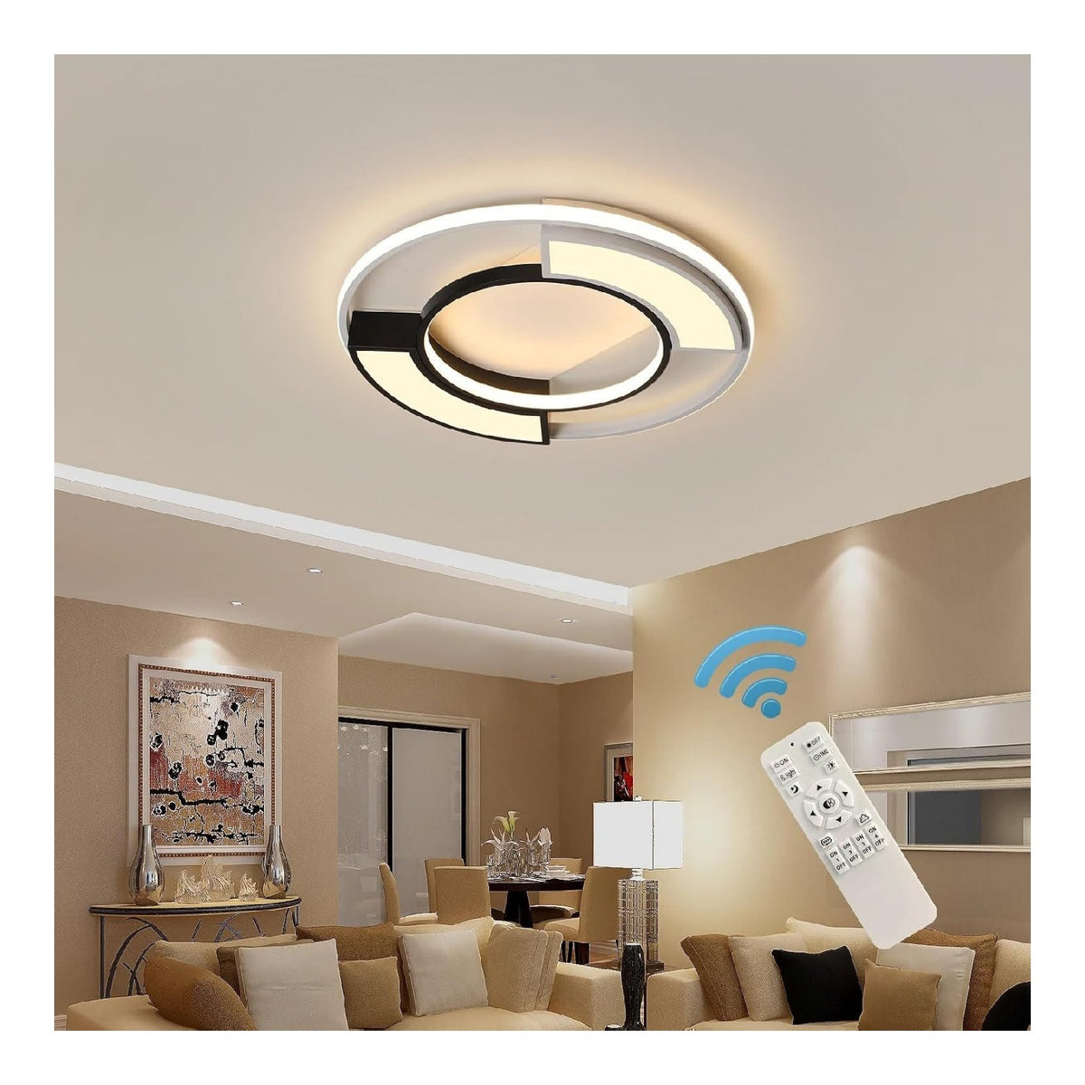 Plafonnier decoratif Blanc et Rouge avec diffusion lumineuse harmonieuse