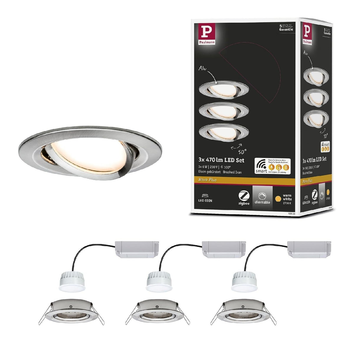 Luminaire Noir a silhouette graphique de type spot de plafond 2700K