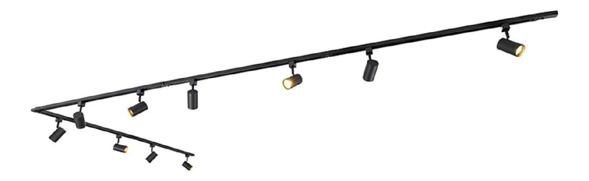 Luminaire Noir et Ambre a silhouette graphique de type rail de spots IP20 GU10