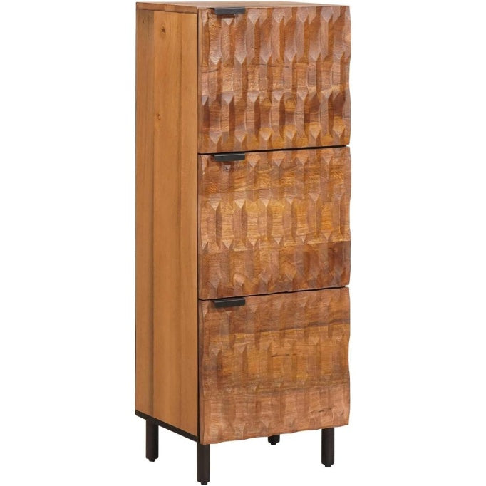 Armoire haute acacia marron 110 cm avec porte, design elegant et gain de place pour salle a manger