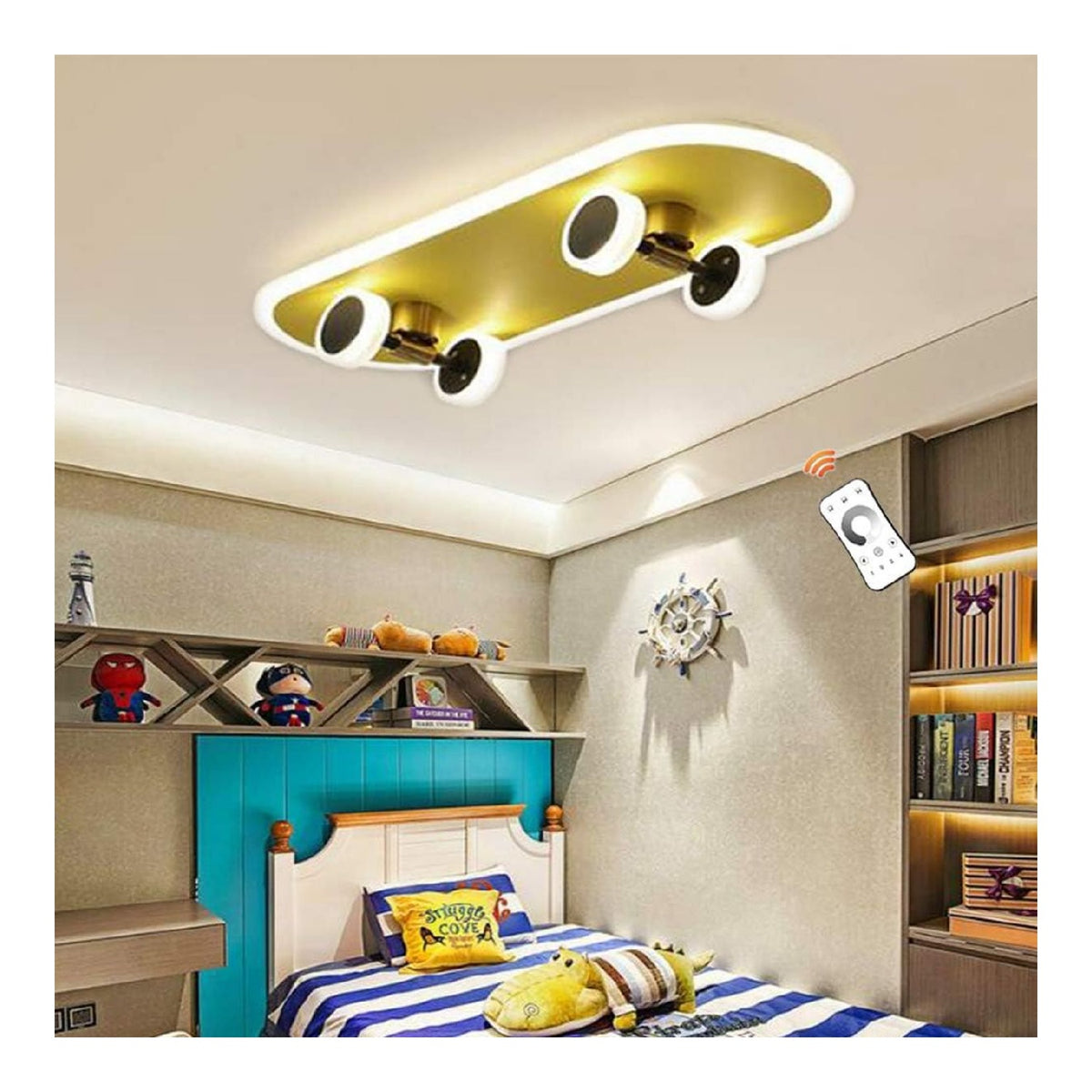 Lustre Blanc et Ambre aux lignes epurees avec eclairage confortable 32W 3000K
